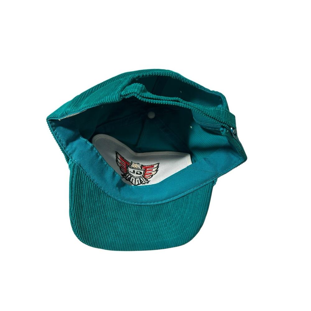 Vintage Corduroy Trucker Hat Cap Strapback Amapro 80s Teal Blue Goldwing Eagle - Picture 9 of 10